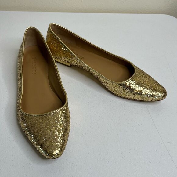 Talbots Gold Glitter Ballet Leather Flats Almond Toe Gold Heel Women Size 7.5 N - Picture 13 of 13
